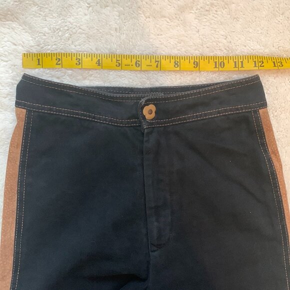 VTG 1970s Roncelli 2-Tone Black Tan Bell Bottom 2 Piece Disco Suit Sz 7/8 XS - Picture 12 of 15